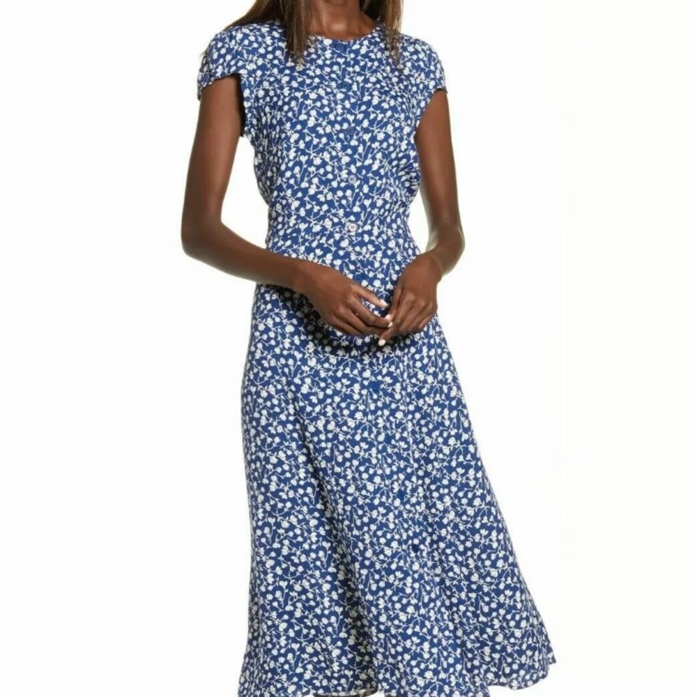 Reformation Fauna Dress SZ 2 Bebe Blue Small Midi